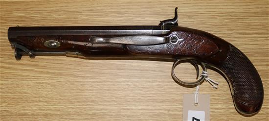 A 19th century percussion pistol signed Wm Jones (possibly William Jones of Birmingham)